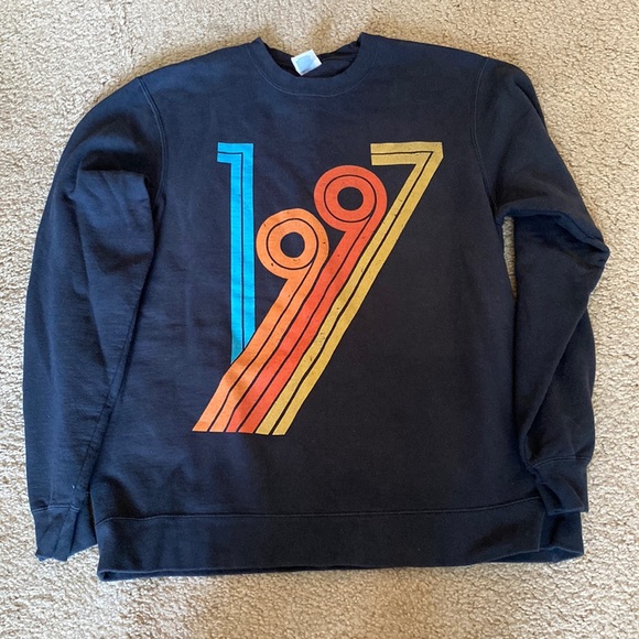 Port and Company Tops - 1997 Sweatshirt, size large. Black with blue, orange, yellow “1997”